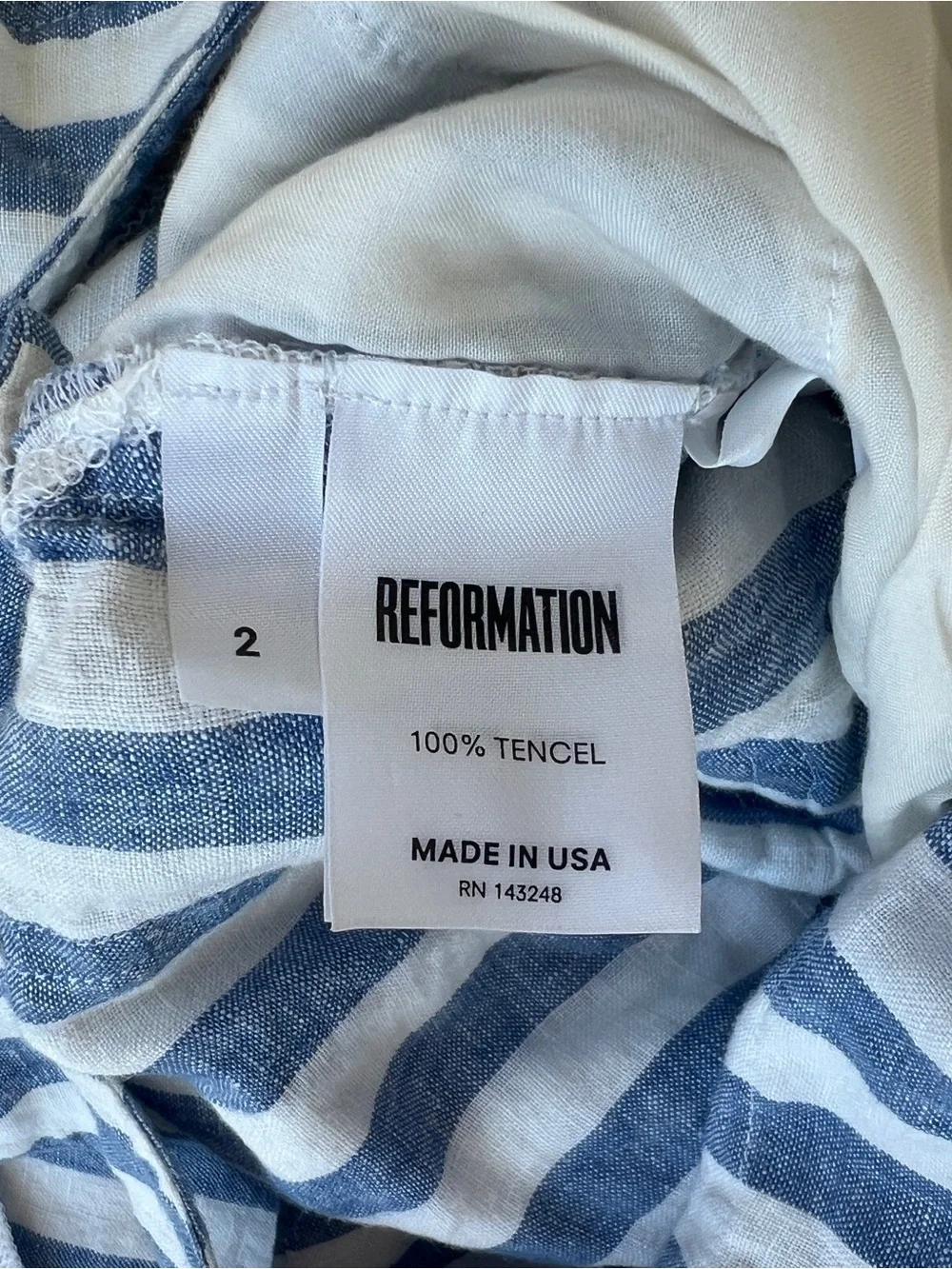 Reformation Women’s Size 2 Linen Striped Blue & White Overalls NWOT